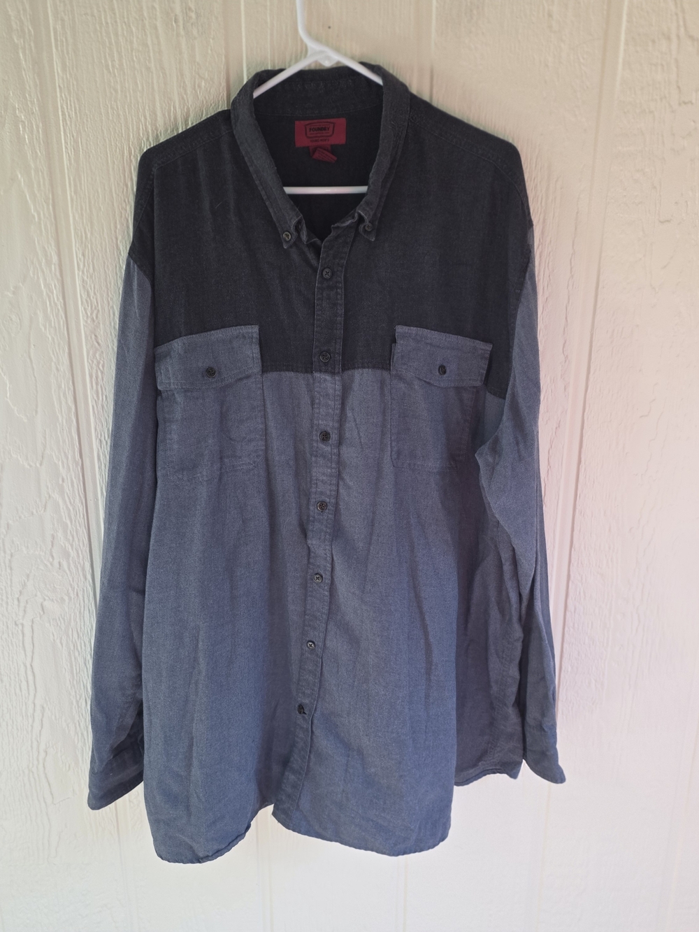 The Foundry Supply Co. Two-Tone Dark and Light Blue Button-Down Shirt, Size 2XLT